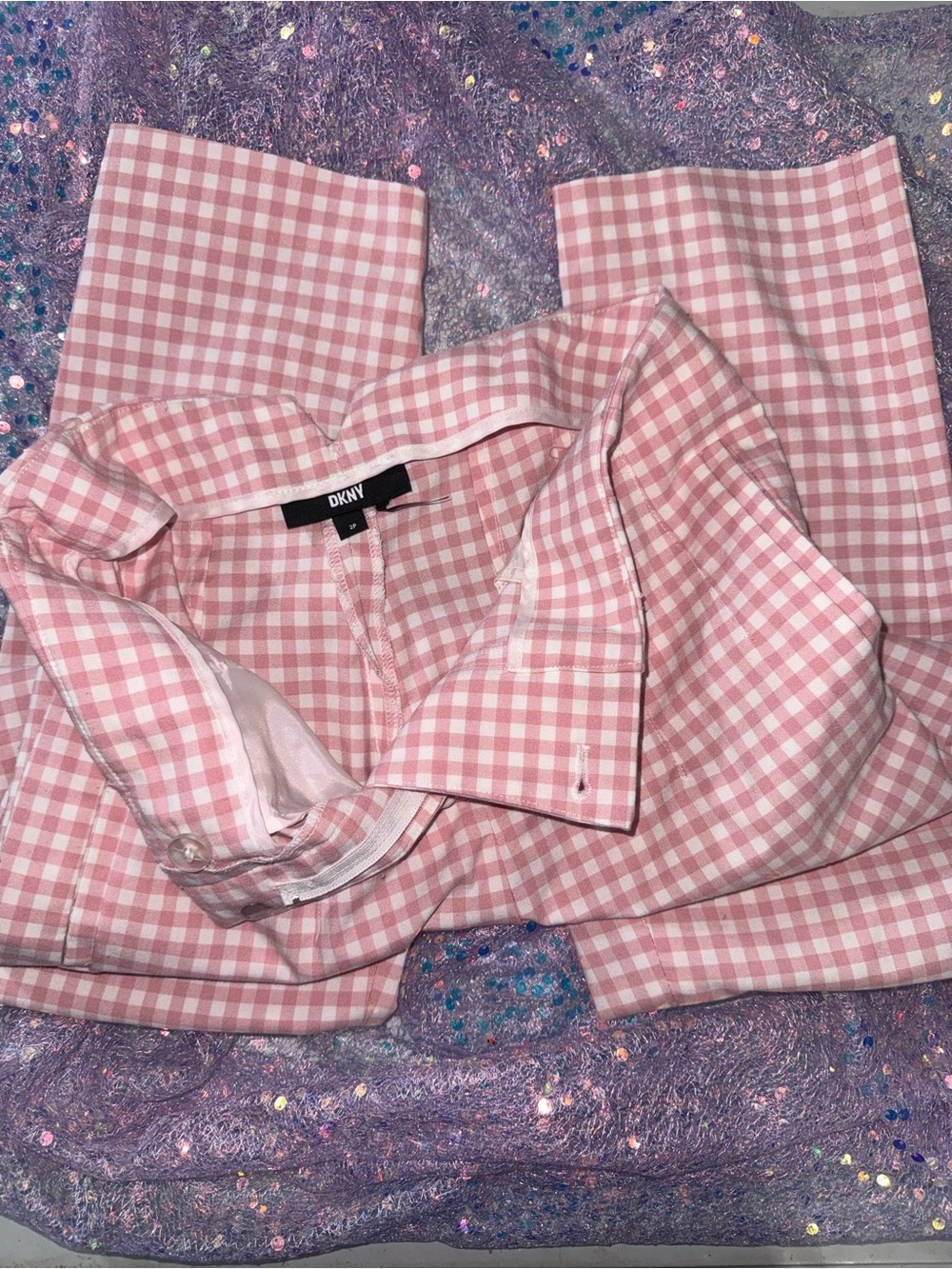 2196-DKNY Pink Gingham Button-Down Shirt for Kids